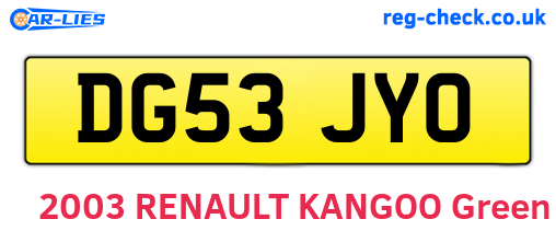 DG53JYO are the vehicle registration plates.