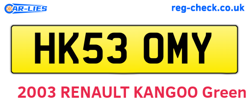 HK53OMY are the vehicle registration plates.