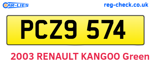 PCZ9574 are the vehicle registration plates.