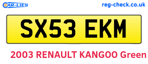 SX53EKM are the vehicle registration plates.