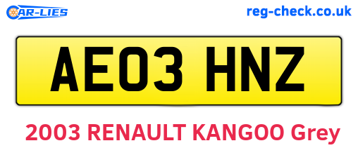AE03HNZ are the vehicle registration plates.