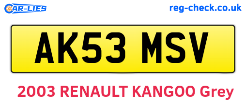 AK53MSV are the vehicle registration plates.
