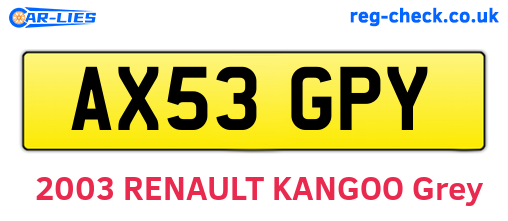 AX53GPY are the vehicle registration plates.
