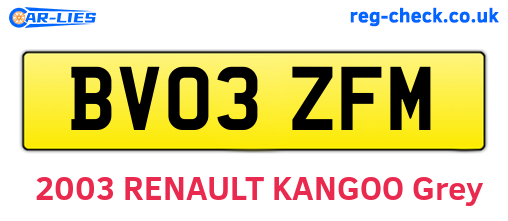 BV03ZFM are the vehicle registration plates.
