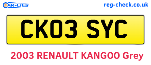 CK03SYC are the vehicle registration plates.