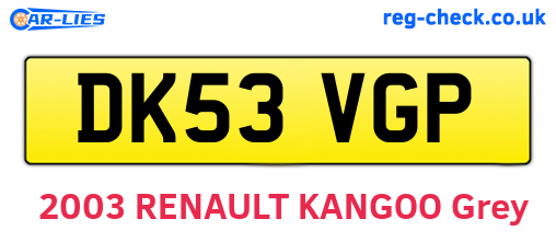 DK53VGP are the vehicle registration plates.