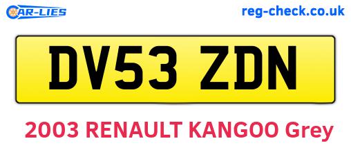 DV53ZDN are the vehicle registration plates.