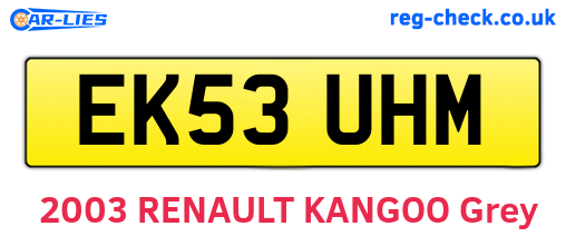 EK53UHM are the vehicle registration plates.