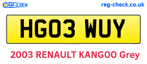 HG03WUY are the vehicle registration plates.