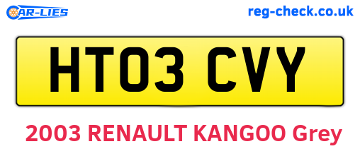 HT03CVY are the vehicle registration plates.