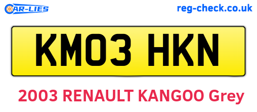 KM03HKN are the vehicle registration plates.