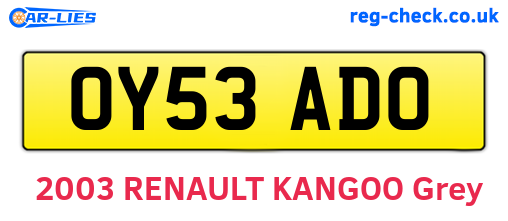 OY53ADO are the vehicle registration plates.