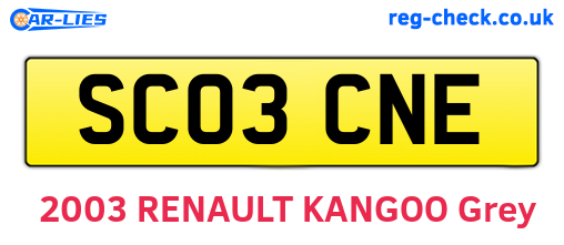 SC03CNE are the vehicle registration plates.