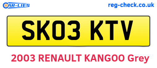 SK03KTV are the vehicle registration plates.