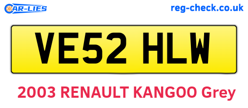 VE52HLW are the vehicle registration plates.