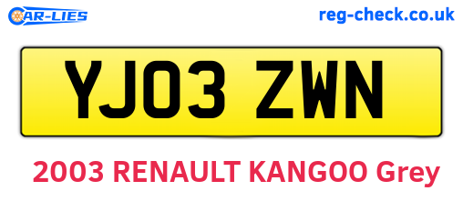 YJ03ZWN are the vehicle registration plates.