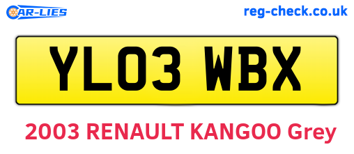 YL03WBX are the vehicle registration plates.