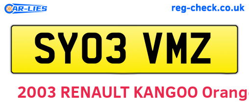 SY03VMZ are the vehicle registration plates.