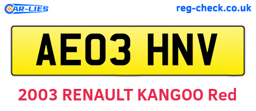 AE03HNV are the vehicle registration plates.