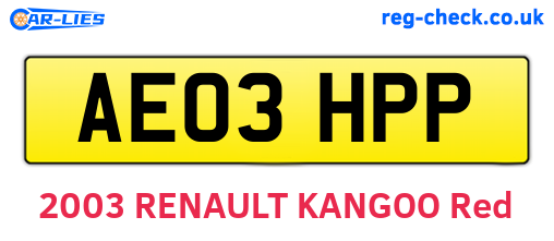 AE03HPP are the vehicle registration plates.