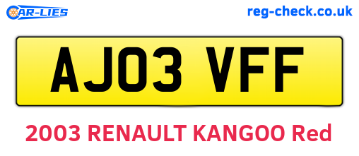 AJ03VFF are the vehicle registration plates.