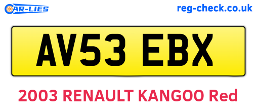 AV53EBX are the vehicle registration plates.