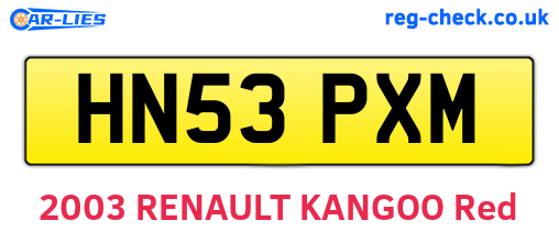 HN53PXM are the vehicle registration plates.