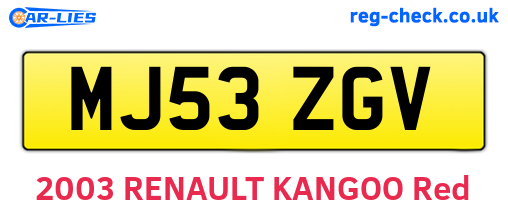 MJ53ZGV are the vehicle registration plates.