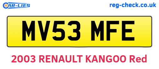MV53MFE are the vehicle registration plates.
