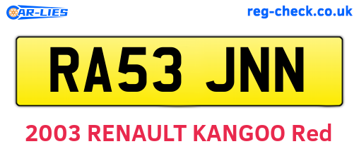 RA53JNN are the vehicle registration plates.