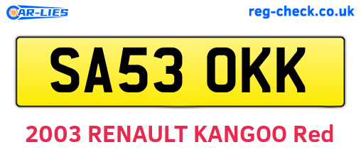 SA53OKK are the vehicle registration plates.