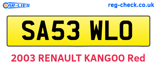 SA53WLO are the vehicle registration plates.