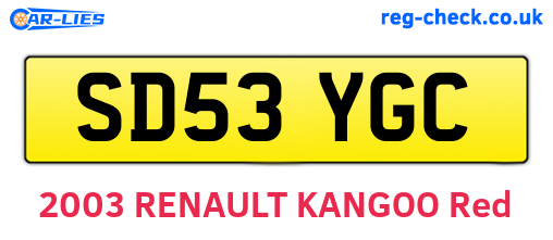 SD53YGC are the vehicle registration plates.