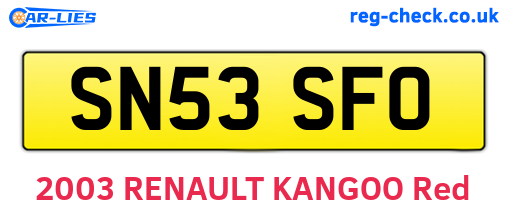 SN53SFO are the vehicle registration plates.