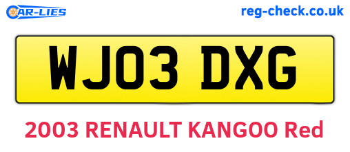 WJ03DXG are the vehicle registration plates.