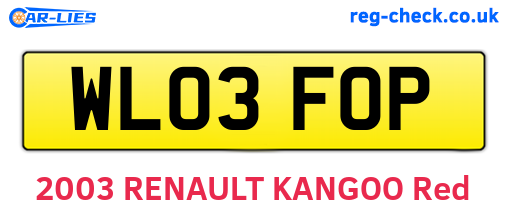 WL03FOP are the vehicle registration plates.