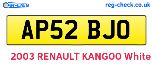 AP52BJO are the vehicle registration plates.