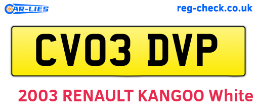CV03DVP are the vehicle registration plates.