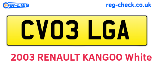 CV03LGA are the vehicle registration plates.