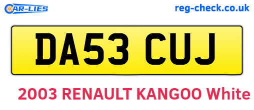 DA53CUJ are the vehicle registration plates.