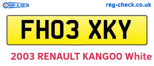FH03XKY are the vehicle registration plates.