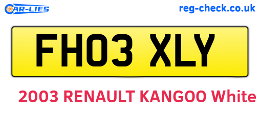 FH03XLY are the vehicle registration plates.