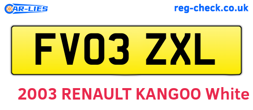 FV03ZXL are the vehicle registration plates.