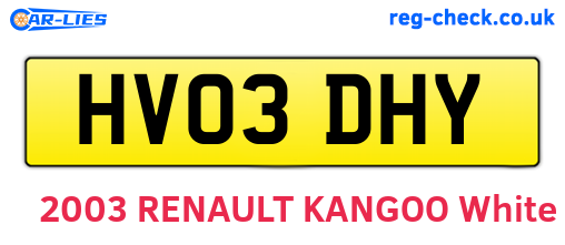 HV03DHY are the vehicle registration plates.