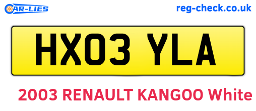 HX03YLA are the vehicle registration plates.