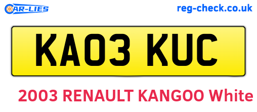 KA03KUC are the vehicle registration plates.