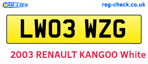 LW03WZG are the vehicle registration plates.