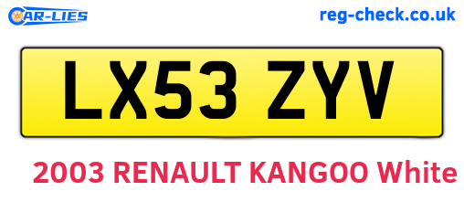 LX53ZYV are the vehicle registration plates.