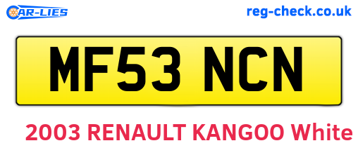 MF53NCN are the vehicle registration plates.