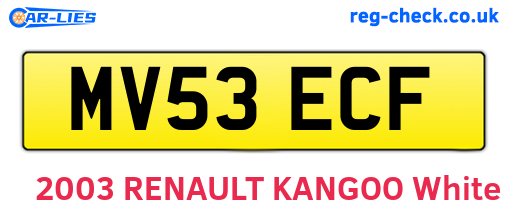 MV53ECF are the vehicle registration plates.